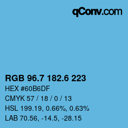 カラーコード: RGB 96.7 182.6 223 | qconv.com