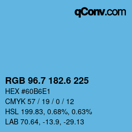 カラーコード: RGB 96.7 182.6 225 | qconv.com