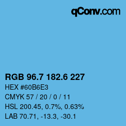 カラーコード: RGB 96.7 182.6 227 | qconv.com