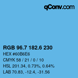 カラーコード: RGB 96.7 182.6 230 | qconv.com