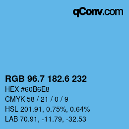 カラーコード: RGB 96.7 182.6 232 | qconv.com