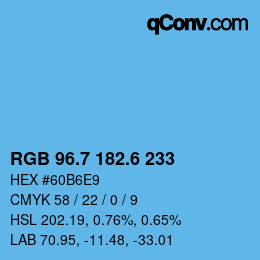 カラーコード: RGB 96.7 182.6 233 | qconv.com