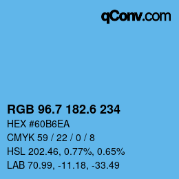 カラーコード: RGB 96.7 182.6 234 | qconv.com