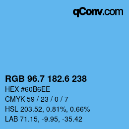 カラーコード: RGB 96.7 182.6 238 | qconv.com