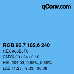 カラーコード: RGB 96.7 182.6 240 | qconv.com