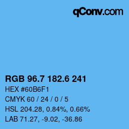 カラーコード: RGB 96.7 182.6 241 | qconv.com