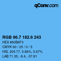 カラーコード: RGB 96.7 182.6 243 | qconv.com