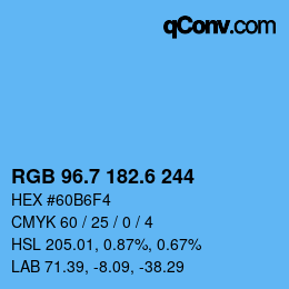 カラーコード: RGB 96.7 182.6 244 | qconv.com