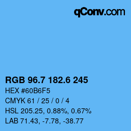 カラーコード: RGB 96.7 182.6 245 | qconv.com