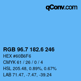 カラーコード: RGB 96.7 182.6 246 | qconv.com