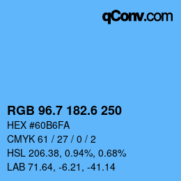 カラーコード: RGB 96.7 182.6 250 | qconv.com