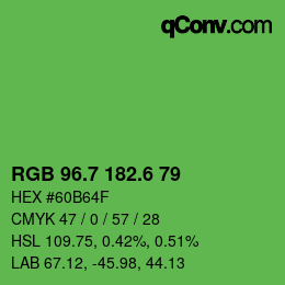 カラーコード: RGB 96.7 182.6 79 | qconv.com