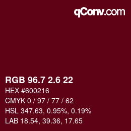 カラーコード: RGB 96.7 2.6 22 | qconv.com