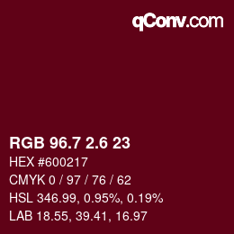カラーコード: RGB 96.7 2.6 23 | qconv.com