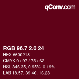 カラーコード: RGB 96.7 2.6 24 | qconv.com