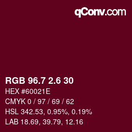 カラーコード: RGB 96.7 2.6 30 | qconv.com