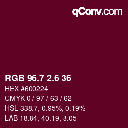 カラーコード: RGB 96.7 2.6 36 | qconv.com