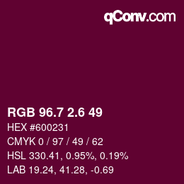 カラーコード: RGB 96.7 2.6 49 | qconv.com