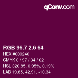 カラーコード: RGB 96.7 2.6 64 | qconv.com