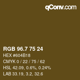 カラーコード: RGB 96.7 75 24 | qconv.com