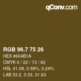 カラーコード: RGB 96.7 75 26 | qconv.com