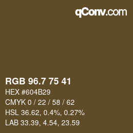 カラーコード: RGB 96.7 75 41 | qconv.com