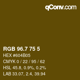 カラーコード: RGB 96.7 75 5 | qconv.com