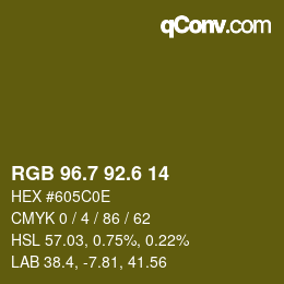 カラーコード: RGB 96.7 92.6 14 | qconv.com