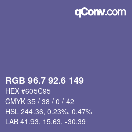 カラーコード: RGB 96.7 92.6 149 | qconv.com