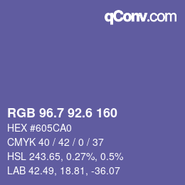 カラーコード: RGB 96.7 92.6 160 | qconv.com