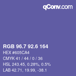 カラーコード: RGB 96.7 92.6 164 | qconv.com