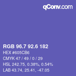 カラーコード: RGB 96.7 92.6 182 | qconv.com
