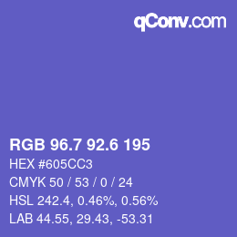カラーコード: RGB 96.7 92.6 195 | qconv.com