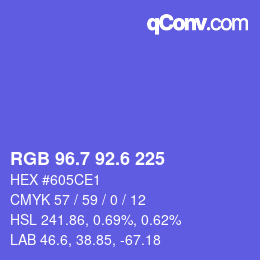 カラーコード: RGB 96.7 92.6 225 | qconv.com