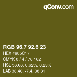 カラーコード: RGB 96.7 92.6 23 | qconv.com