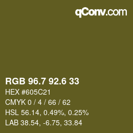 カラーコード: RGB 96.7 92.6 33 | qconv.com