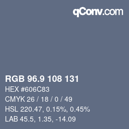 Color code: RGB 96.9 108 131 | qconv.com