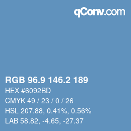 カラーコード: RGB 96.9 146.2 189 | qconv.com