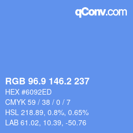 Color code: RGB 96.9 146.2 237 | qconv.com