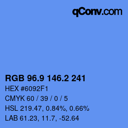 Color code: RGB 96.9 146.2 241 | qconv.com