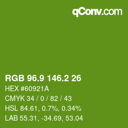 カラーコード: RGB 96.9 146.2 26 | qconv.com