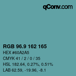 カラーコード: RGB 96.9 162 165 | qconv.com