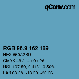 カラーコード: RGB 96.9 162 189 | qconv.com