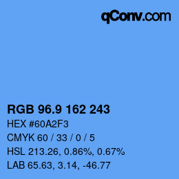 カラーコード: RGB 96.9 162 243 | qconv.com