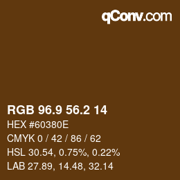 Color code: RGB 96.9 56.2 14 | qconv.com