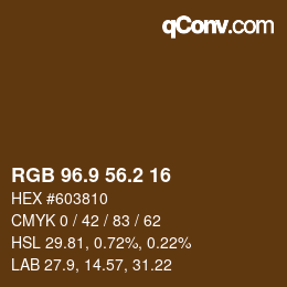 Color code: RGB 96.9 56.2 16 | qconv.com