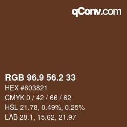 Color code: RGB 96.9 56.2 33 | qconv.com