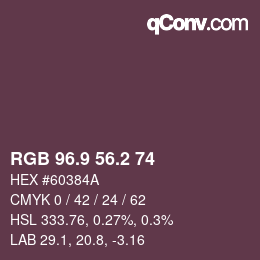 Color code: RGB 96.9 56.2 74 | qconv.com