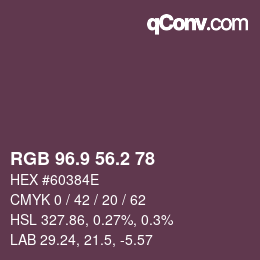 Color code: RGB 96.9 56.2 78 | qconv.com