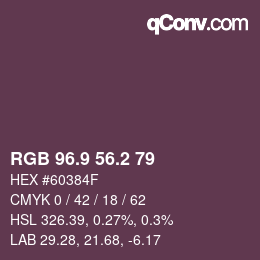 Color code: RGB 96.9 56.2 79 | qconv.com